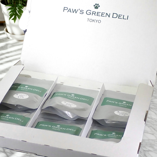Paw’s Green Deli 国産・無添加で安心・安全 な腸活ウェットフード、サイリウム&乳酸菌で腸と全身の健康維持をサポート 箱入りパッケージ(6袋入りお試しセット)