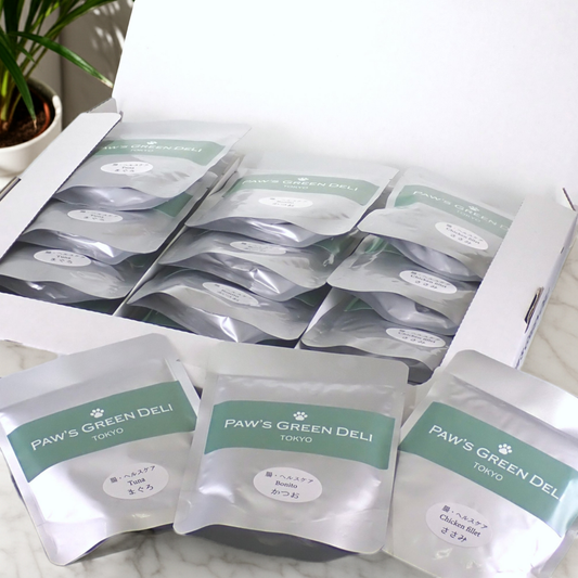 Paw’s Green Deli 国産・無添加で安心・安全 な腸活ウェットフード、サイリウム&乳酸菌で腸と全身の健康維持をサポート 箱入りパッケージ(15袋入り通常セット)