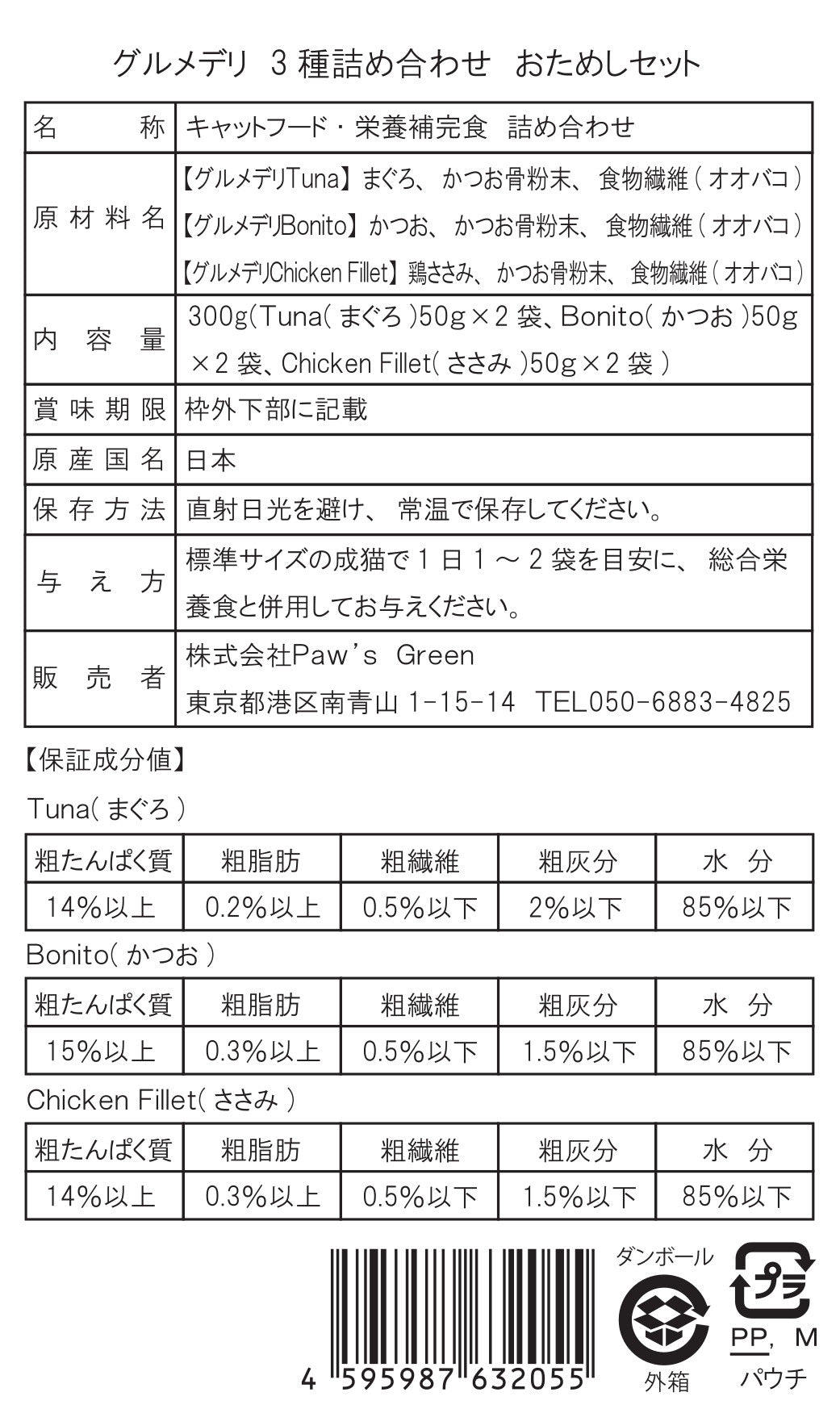 Paw's Green Deli グルメデリ 猫用ウェットフードの原材料、内容量、給与方法、栄養成分表、安心・安全・無添加・国産、食いつきの良いキャットフードで毎日の健康をサポート